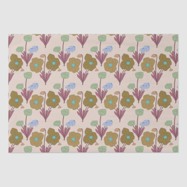 Papel De Seda Flores Russas Retro Handrawn (Frente )