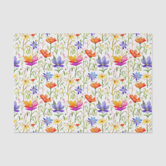 Papel De Seda Flores selvagens coloridas num campo (Frente )