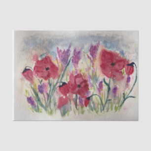 Papel De Seda Flores selvagens com papoila