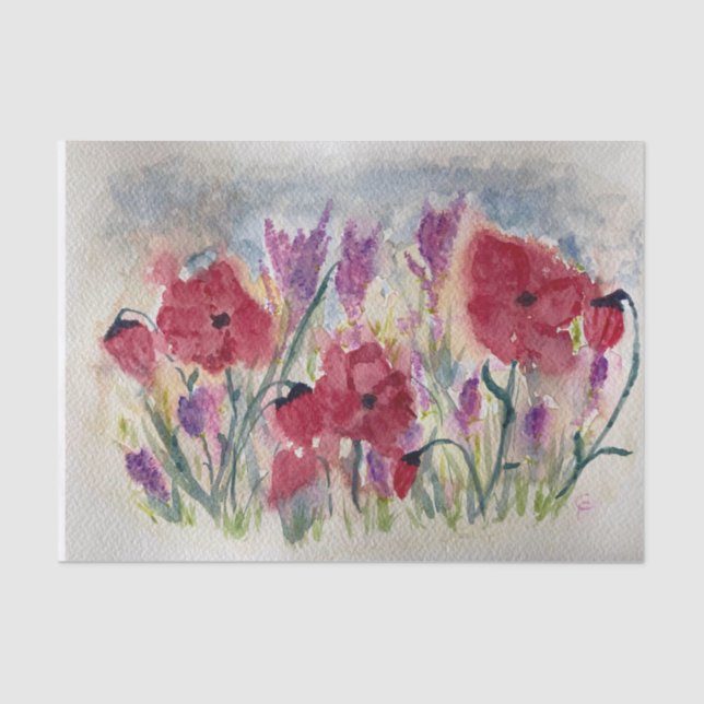 Papel De Seda Flores selvagens com papoila (Frente )