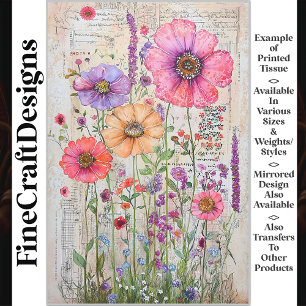 Papel De Seda Flores Silvestres Caprichosas Shabby Chic S8L Deco