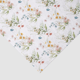 Papel De Seda Flores Silvestres Coloridas em Aquarela Arte do Sé