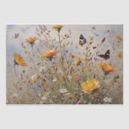 Papel De Seda Flores Silvestres e Borboletas Decoupage