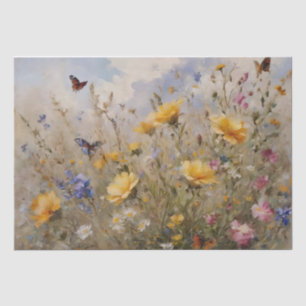 Papel De Seda Flores Silvestres e Borboletas Decoupage