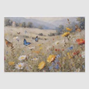 Papel De Seda Flores Silvestres e Borboletas Decoupage