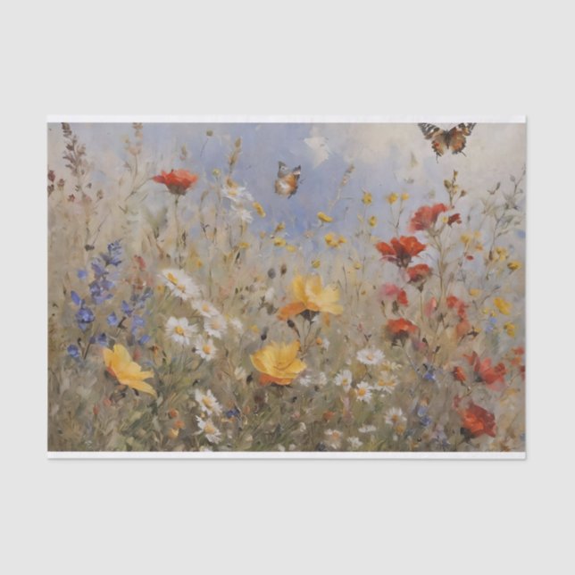 Papel De Seda Flores silvestres e borboletas: dissociação (Frente )