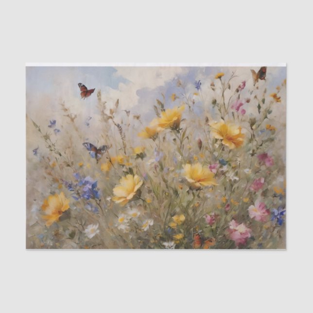 Papel De Seda Flores silvestres e borboletas: dissociação (Frente )