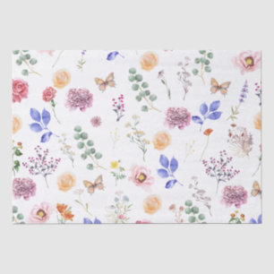 Papel De Seda Flores Silvestres Pressionadas Borboleta Branca Pr