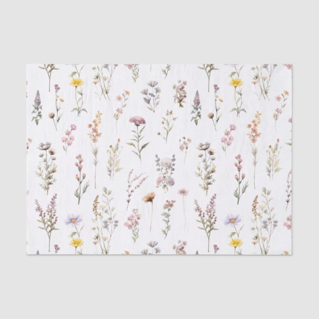 Papel De Seda Flores Silvestres Roxas Chá de Noiva Boho Floral (Frente )