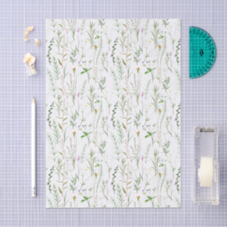 Papel De Seda Flores silvestres verdes