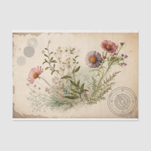 Papel De Seda Flores Silvestres Vintage Decoupage