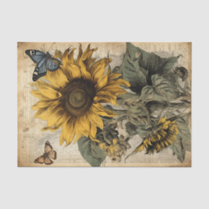 Papel De Seda Flores suntuosas venenosas com borboletas azuis e