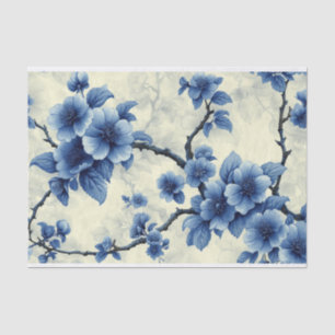 Papel De Seda Flores Toile de Jouy em azul em idosos