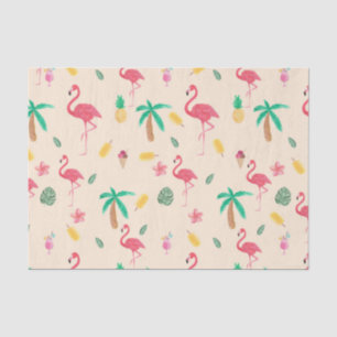 Papel De Seda Flores tropicais da aguarela colorida cor-de-rosa