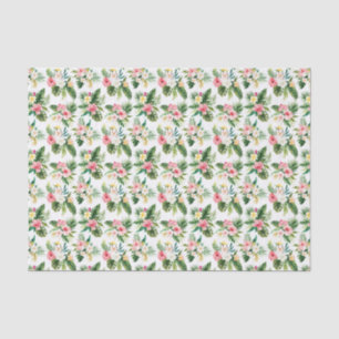 Papel De Seda Flores tropicais de aquarela e padrão verde