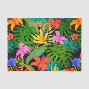 Papel De Seda Flores tropicais e folhas de palma do Havaí