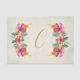 Papel De Seda Flores Tropicais Hibisco Plumeria Floral Elegante