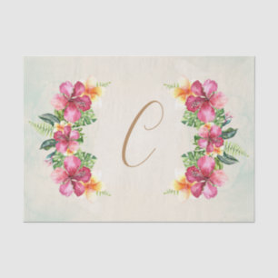 Papel De Seda Flores Tropicais Hibisco Plumeria Floral Elegante