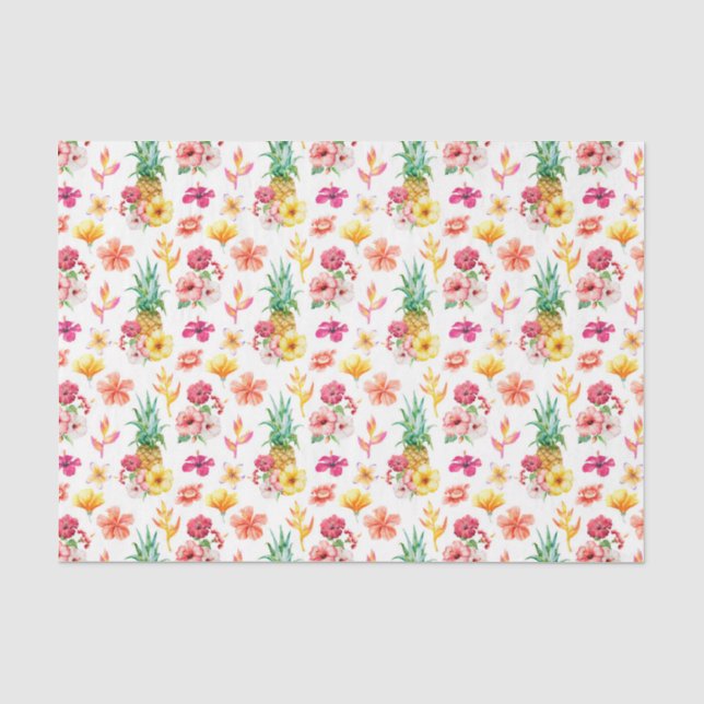 Papel De Seda Flores Tropicais Rosa (Série Design 10 Rosa) (Frente )
