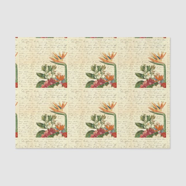 Papel De Seda Flores Tropicais Vintage (Frente )