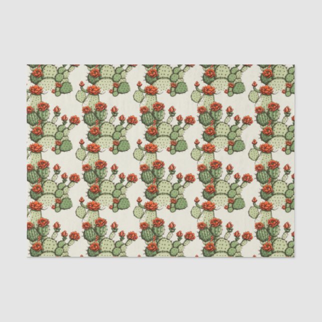 Papel De Seda Flores Vazias Fábricas de Cactus Verde (Frente )