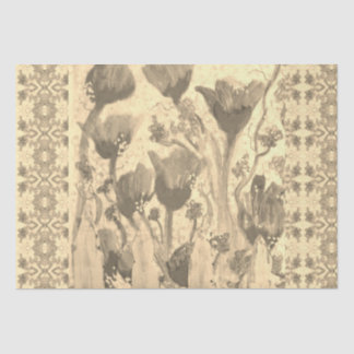 Papel De Seda Flores Vencidas Sépia