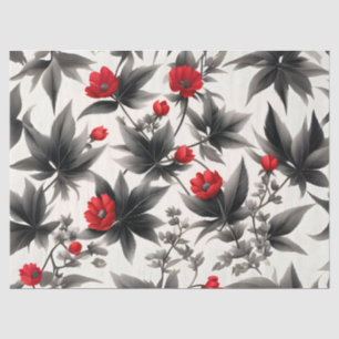 Papel De Seda Flores Vermelhas e Folhas Negras na Separação Bran