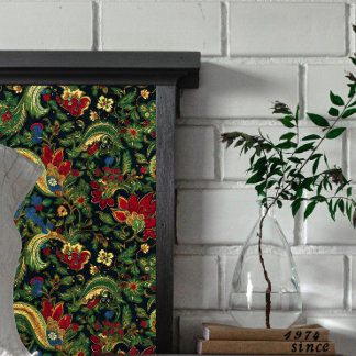 Papel De Seda Flores Vermelhas Escuras e Azuis Chinoiserie Decou
