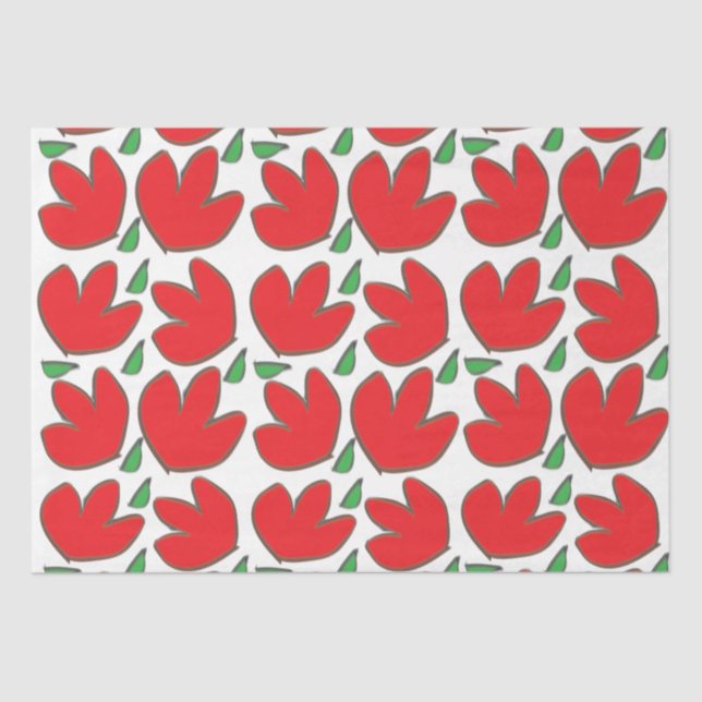 Papel De Seda Flores Vermelhas Padrão Floral (Frente )