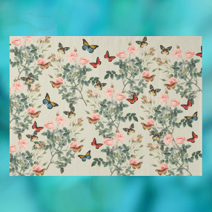 Papel De Seda Flores Vintage e Borboletas Dissociação de Portado