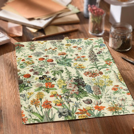 Papel De Seda Flores Vintage Flor Botânico Antiquado