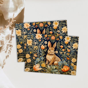 Papel De Seda Floresta - Coelho William Morris Cottagecore
