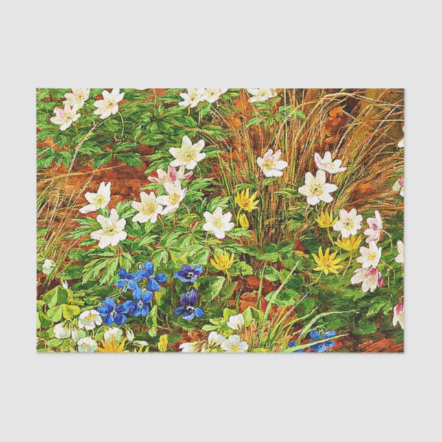 Papel De Seda Floresta com Anêmonas e Violetas (Frente )