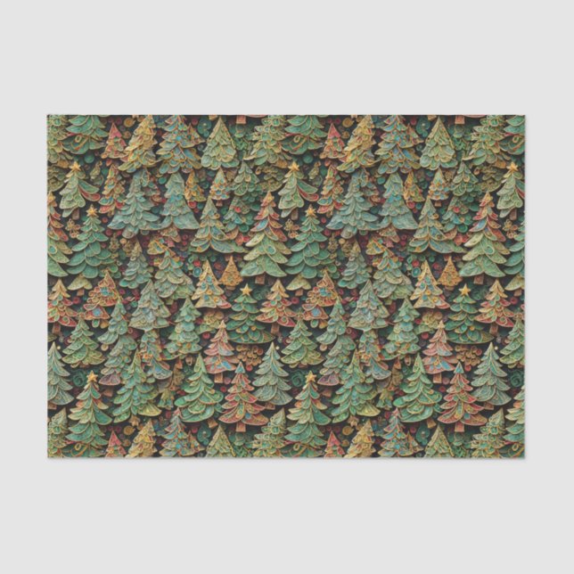 Papel De Seda Floresta de Árvore de Natal Whimsey (Frente )
