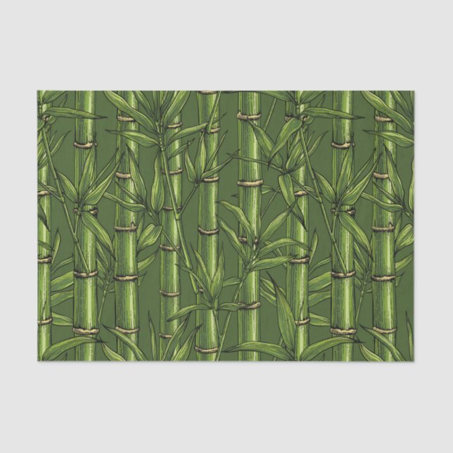 Papel De Seda Floresta de bambu em verde (Frente )