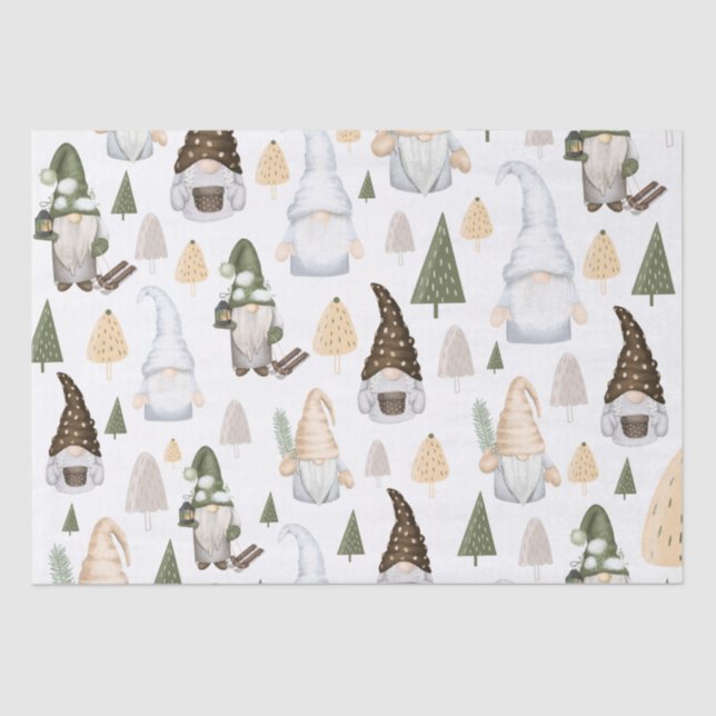 Papel De Seda Floresta de Gnomos Branco  (Frente )