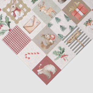 Papel De Seda floresta de natal animais da floresta colcha neutr
