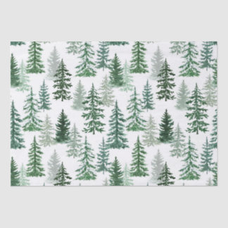 Papel De Seda Floresta de Natal de inverno com Aquarela