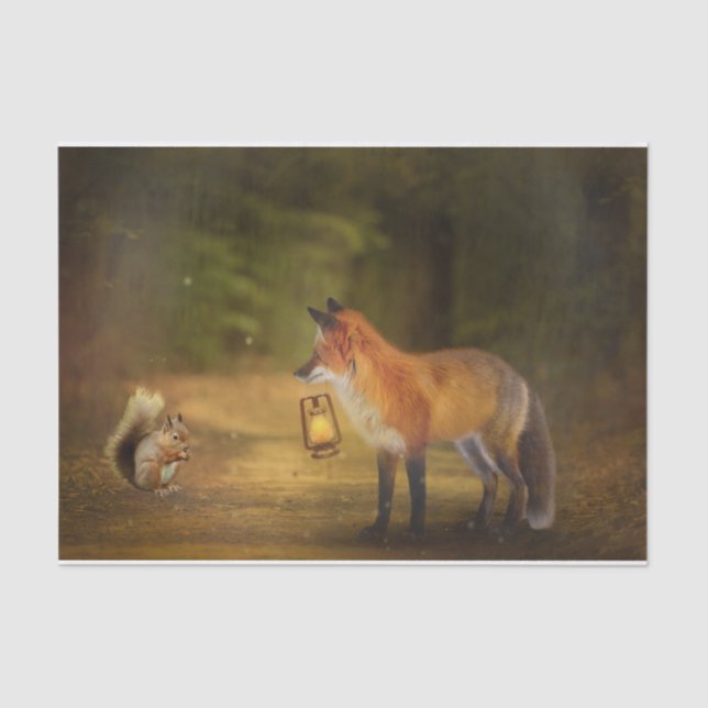 Papel De Seda Floresta de outono do Esquilo Fox (Frente )