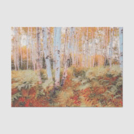 Papel De Seda Floresta de samambaia de bosque de outono árvores 