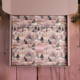 Papel De Seda Floresta de Veado Rosa Neve