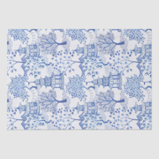 Papel De Seda floresta do pagode no azul