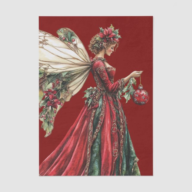 Papel De Seda Floresta Elegante Natal Fada Férias  (Frente )