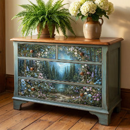 Papel De Seda Floresta Encantada Floral Azul-Luisa ao Luar