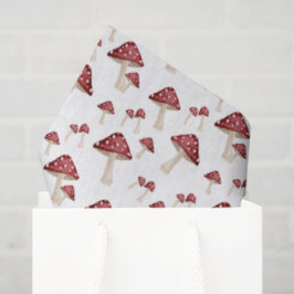 Papel De Seda Floresta Florestal de Cogumelos Red Watercolor