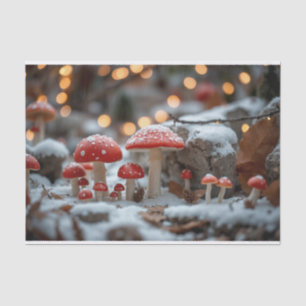 Papel De Seda Floresta Mágica de Cogumelos no Natal