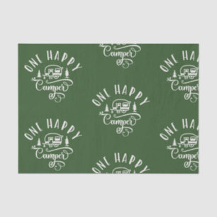 Papel De Seda Floresta minimalista verde Um campista feliz
