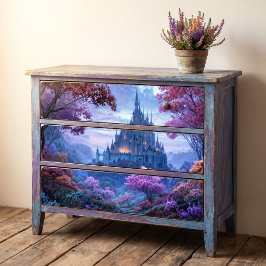 Papel De Seda Floresta Nebulosa de Lavanda Castelo Gótico