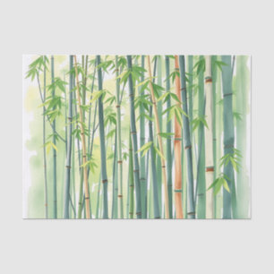 Papel De Seda Floresta Pacífica de Bambu em Aquarela