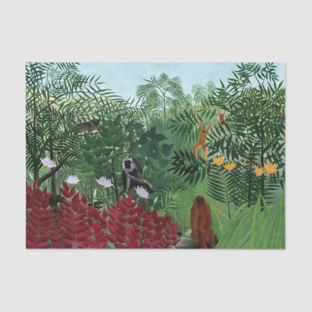 Papel De Seda Floresta tropical com macacos Rousseau Fine Art (Frente )